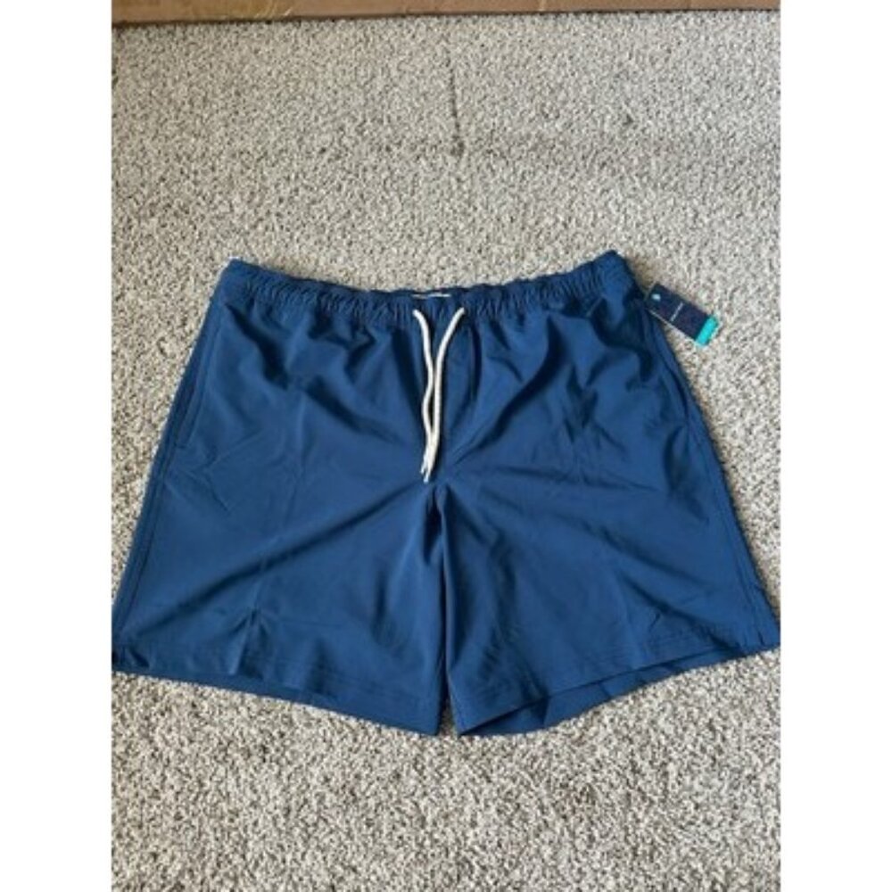 Trinity Coast Swim Short Mens Big & Tall Size 2XB Blue Solid Elastic Waist